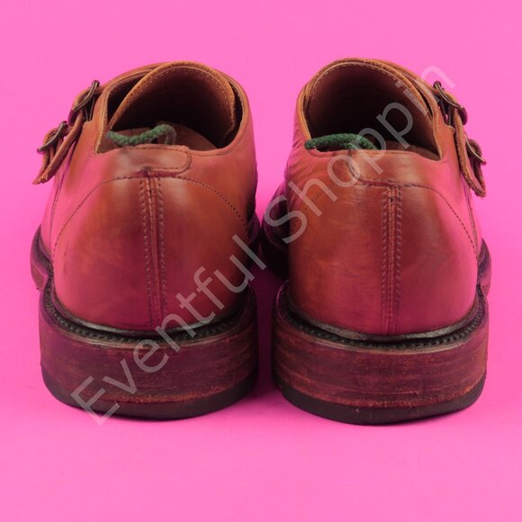 Frye Shoes Mens 9.5 D Brown Dress Burnished Cap Toe Double Monk Strap Oxfords - Picture 4 of 15